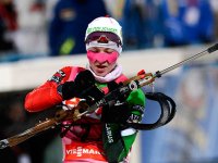 Darya Domracheva has won the sprint in Hochfilzen