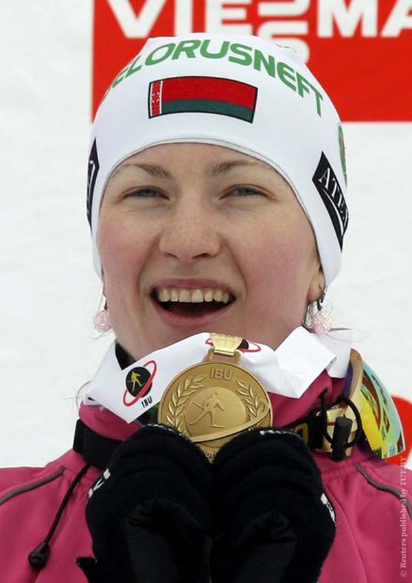 Domracheva has won gold in World Championship in biathlon