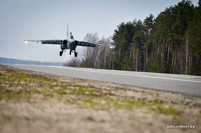 The airplanes and helicopters were landed on highway M1 (Brest region).