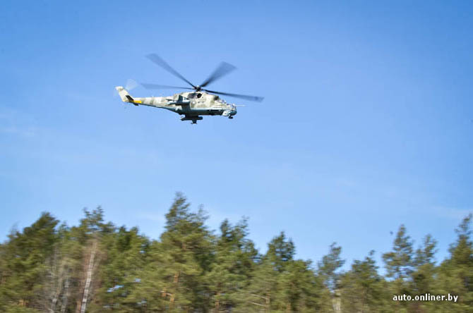 The airplanes and helicopters were landed on highway M1 (Brest region).