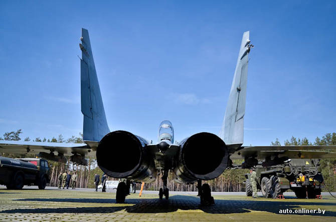 The airplanes and helicopters were landed on highway M1 (Brest region).