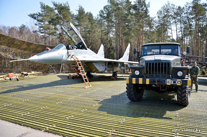 The airplanes and helicopters were landed on highway M1 (Brest region).