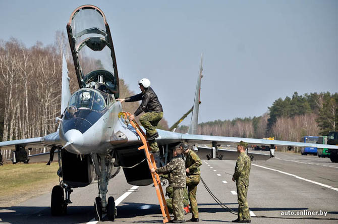 The airplanes and helicopters were landed on highway M1 (Brest region).