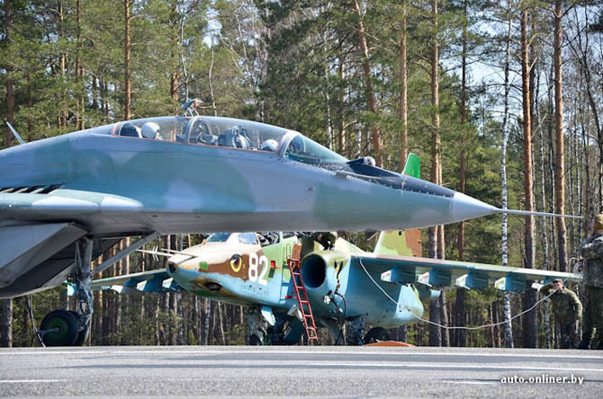 The airplanes and helicopters were landed on highway M1 (Brest region).