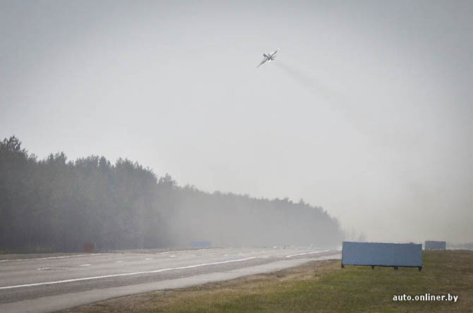 The airplanes and helicopters were landed on highway M1 (Brest region).