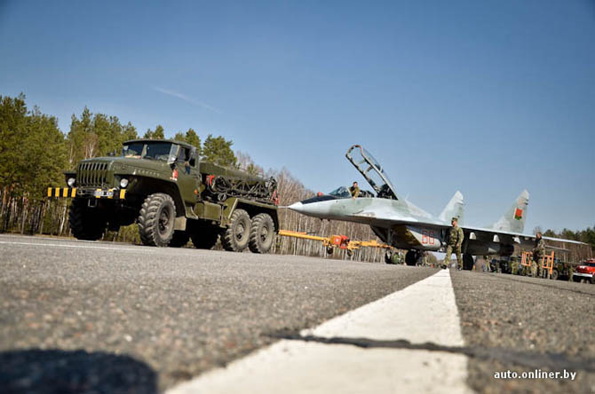 The airplanes and helicopters were landed on highway M1 (Brest region).