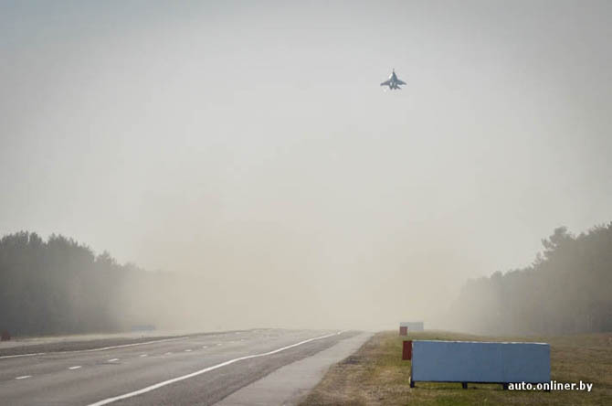 The airplanes and helicopters were landed on highway M1 (Brest region).