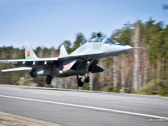 The airplanes and helicopters were landed on highway M1 (Brest region).