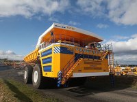 BELAZ produced the world's largest dump truck with 450 tons load capacity.
