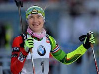 Domracheva ascended the podium of the World Cup in Oberhof three times in a row